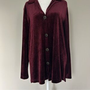 Carole Little Women’s Burgundy Red Velvet Top Ornate Buttons Size Large